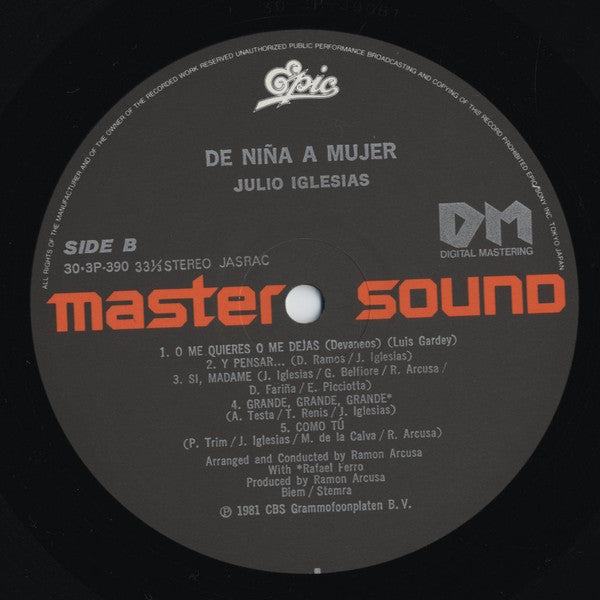 Julio Iglesias - De Niña A Mujer = イザベラの瞳 (Vinyl, LP, Album, Stereo) Very Good (VG) / Good Plus (G+)