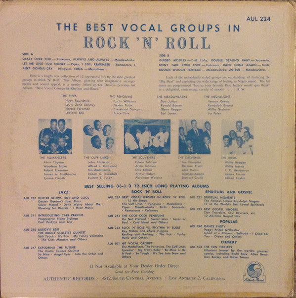 Various - The Best Vocal Groups In Rock 'N' Roll (Vinyl, LP, Compilation, Reissue) Good Plus (G+) / Very Good (VG)