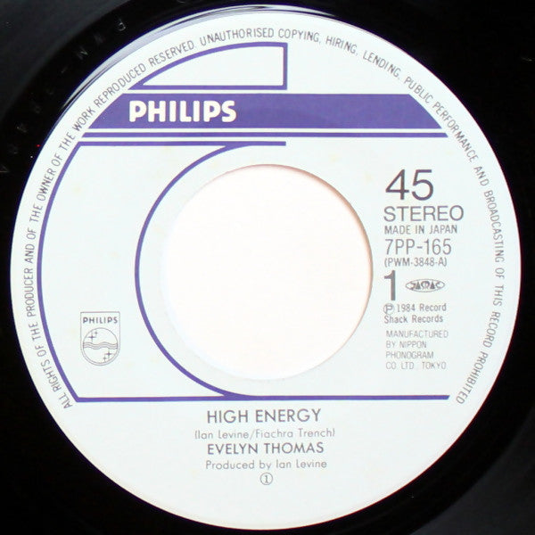 Evelyn Thomas - High Energy (Vinyl, 7", 45 RPM, Stereo) Very Good Plus (VG+) / Very Good Plus (VG+)