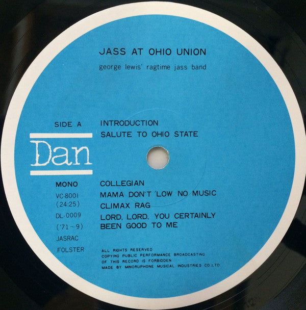 George Lewis' Ragtime Band - Jass At The Ohio Union (2xVinyl, Box Set, LP, Reissue, Mono) Very Good (VG) / Very Good Plus (VG+)