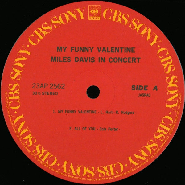 Miles Davis - My Funny Valentine - Miles Davis In Concert (Vinyl, LP, Album, Reissue, Stereo) Very Good Plus (VG+) / Very Good Plus (VG+)