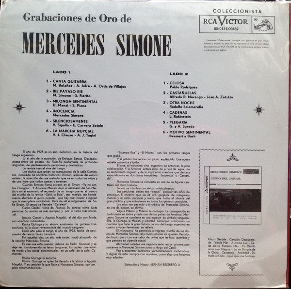 Mercedes Simone - Grabaciones De Oro De Mercedes Simone (Vinyl, LP, Compilation) Very Good (VG) / Very Good Plus (VG+)