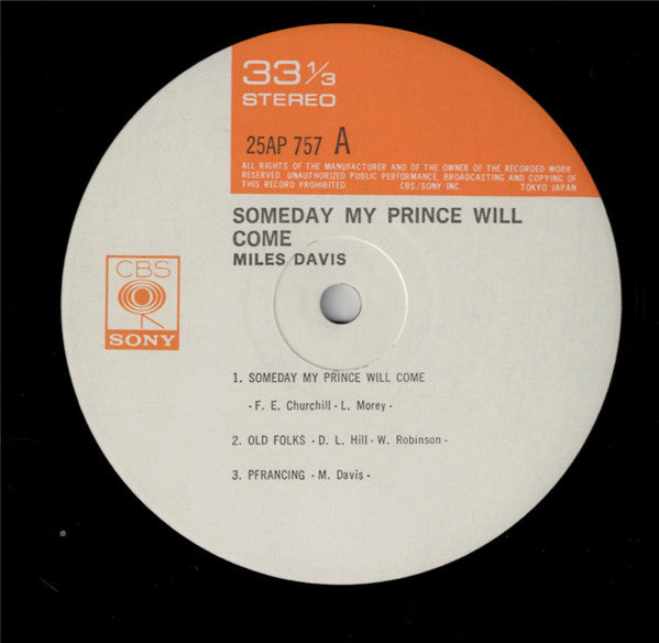 The Miles Davis Sextet - Someday My Prince Will Come (Vinyl, LP, Album, Reissue) Near Mint (NM or M-) / Very Good Plus (VG+)