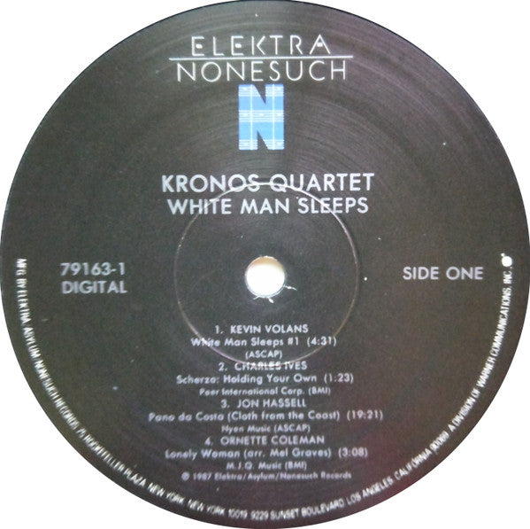 Kronos Quartet - White Man Sleeps (Vinyl, LP, Album) Near Mint (NM or M-) / Very Good Plus (VG+)