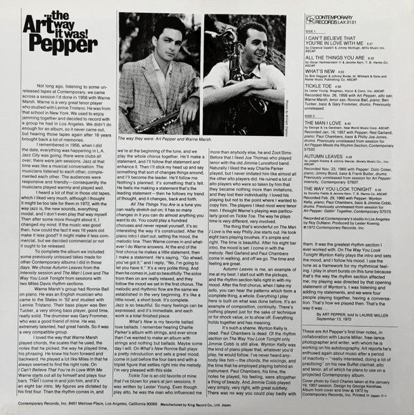 Art Pepper - ...The Way It Was! (Vinyl, LP, Album, Limited Edition,...