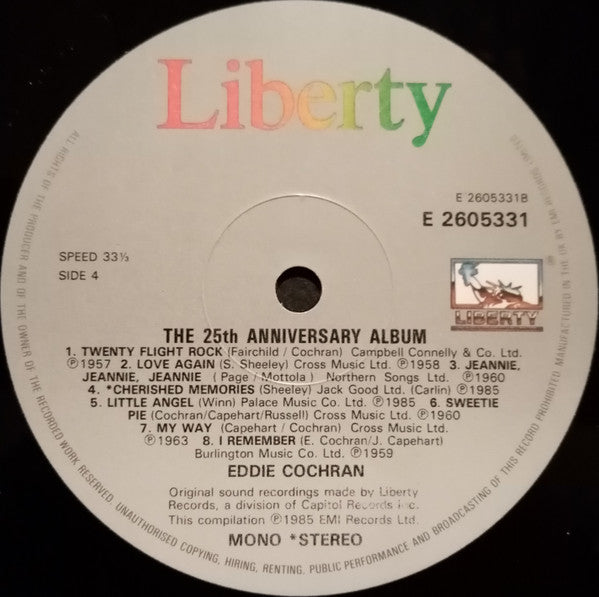 Eddie Cochran - The 25th Anniversary Album (2xVinyl, LP, Compilation) Good Plus (G+) / Very Good Plus (VG+)