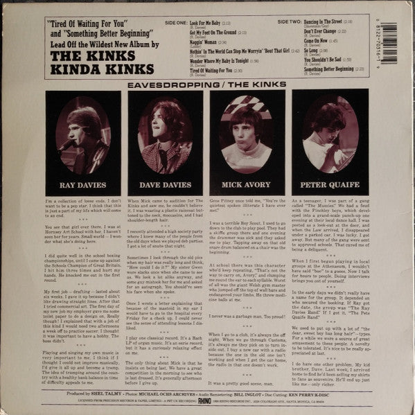 The Kinks - Kinda Kinks (Vinyl, LP, Album, Reissue, Remastered, Mono) Near Mint (NM or M-) / Very Good Plus (VG+)