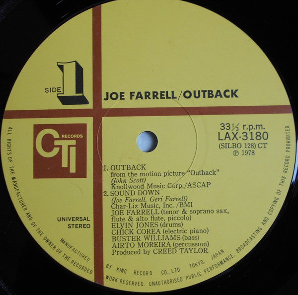 Joe Farrell - Outback (Vinyl, LP, Album, Limited Edition, Reissue, ...