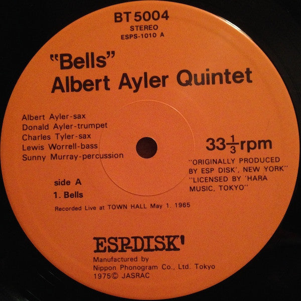 Albert Ayler - Bells (Vinyl, LP, Single Sided, Album, Reissue, Stereo) Near Mint (NM or M-) / Very Good Plus (VG+)