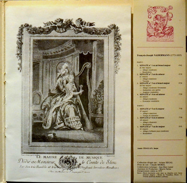 François Joseph Naderman - Sept Sonates Pour Harpe (Vinyl, LP, Stereo) Very Good Plus (VG+) / Very Good (VG)