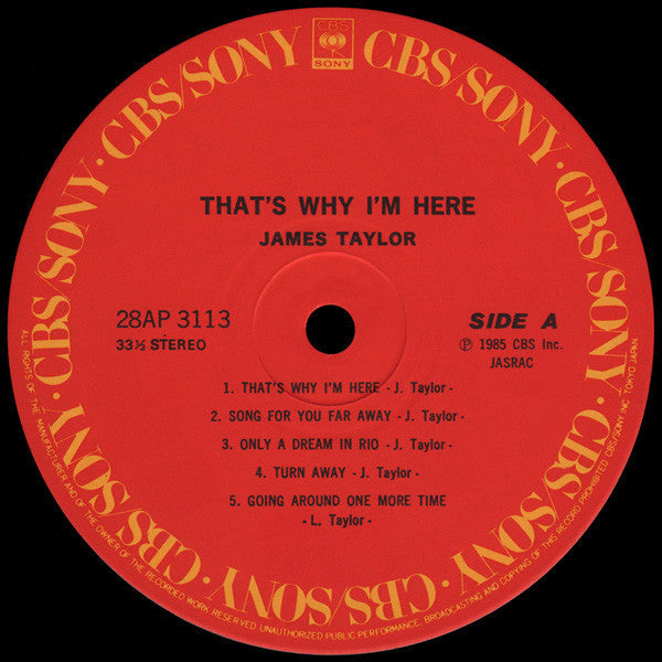 James Taylor (2) - That's Why I'm Here (Vinyl, LP, Album) Very Good Plus (VG+) / Very Good (VG)