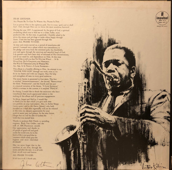 John Coltrane - A Love Supreme (Vinyl, LP, Album, Reissue, Stereo)
