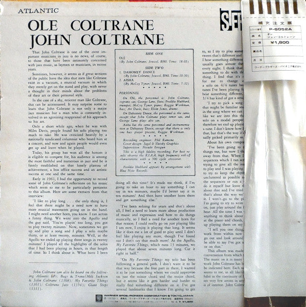 John Coltrane - Olé Coltrane (Vinyl, LP, Album, Reissue, Stereo)