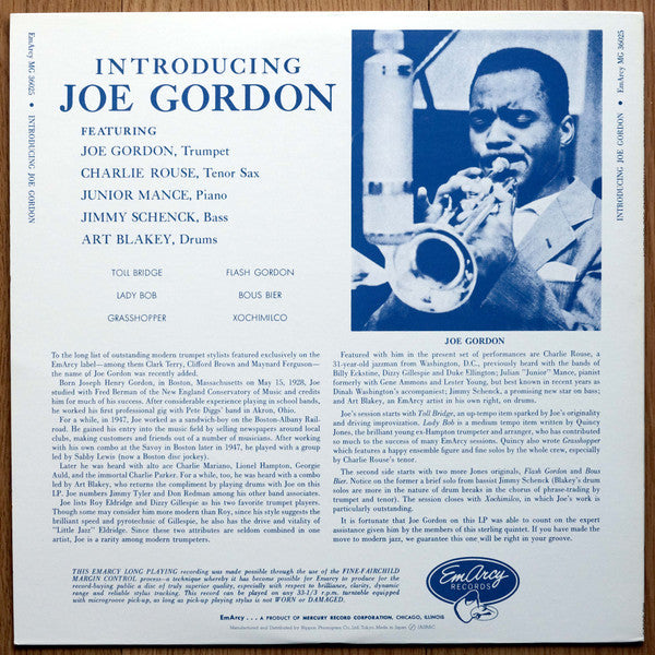 Joe Gordon - Introducing Joe Gordon (Vinyl, LP, Album, Reissue, Mono) Near Mint (NM or M-) / Very Good Plus (VG+)