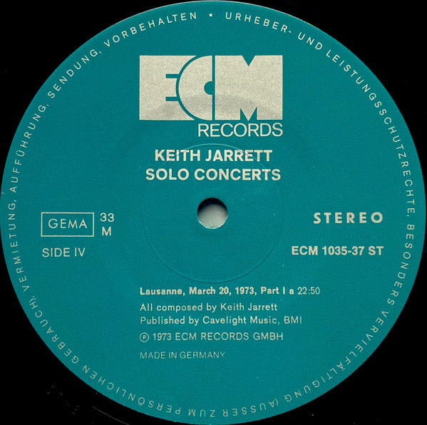 Keith Jarrett - Solo Concerts: Bremen / Lausanne (3xVinyl, Box Set, LP, Album, Stereo) Near Mint (NM or M-) / Near Mint (NM or M-)