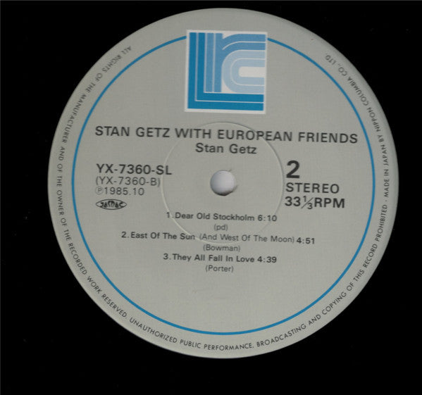 Stan Getz - With European Friends (Vinyl, LP, Compilation) Very Good Plus (VG+) / Very Good Plus (VG+)
