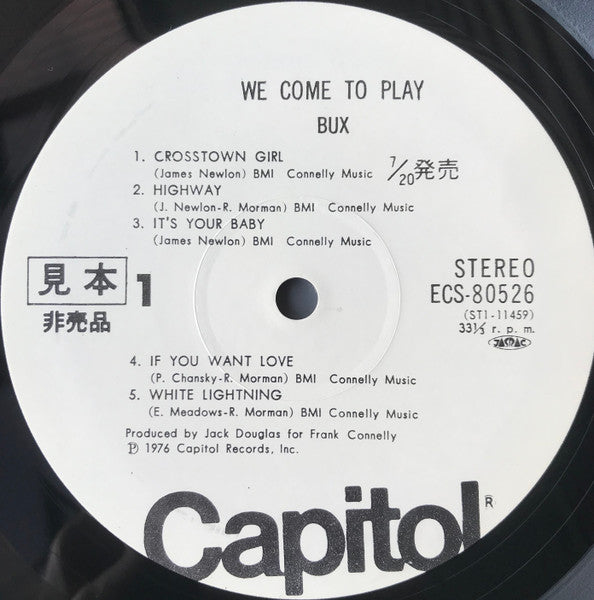 Bux (5) - We Come To Play (Vinyl, LP, Album, Promo) Very Good Plus (VG+) / Very Good Plus (VG+)