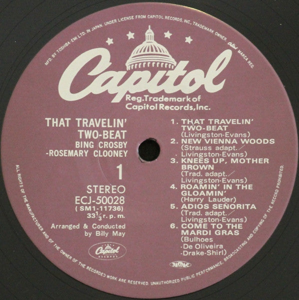 Bing Crosby - That Travelin' Two-Beat (Vinyl, LP, Album, Stereo, Reissue) Very Good Plus (VG+) / Very Good Plus (VG+)