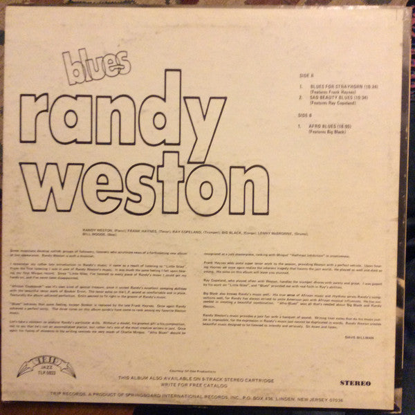 Randy Weston - Blues (Vinyl, LP, Album, Reissue) Very Good (VG) / Very Good (VG)