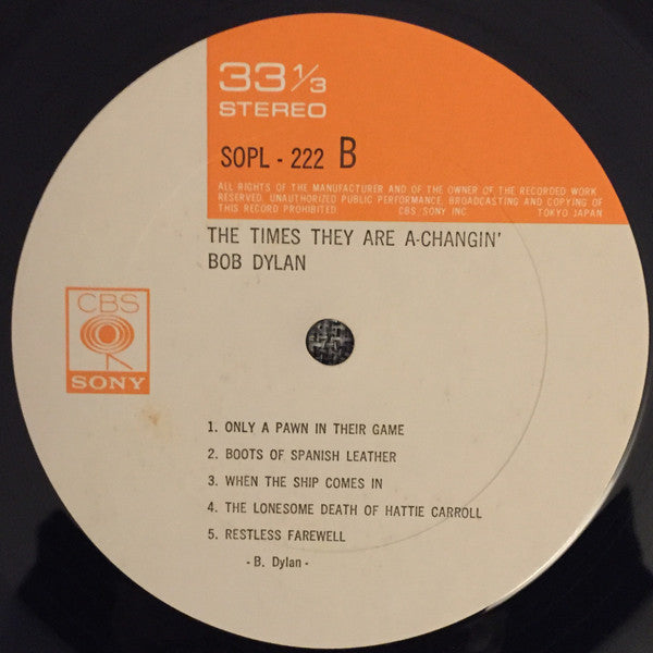 Bob Dylan - The Times They Are A-Changin' (Vinyl, LP, Album, Reissue) Very Good Plus (VG+) / Very Good Plus (VG+)