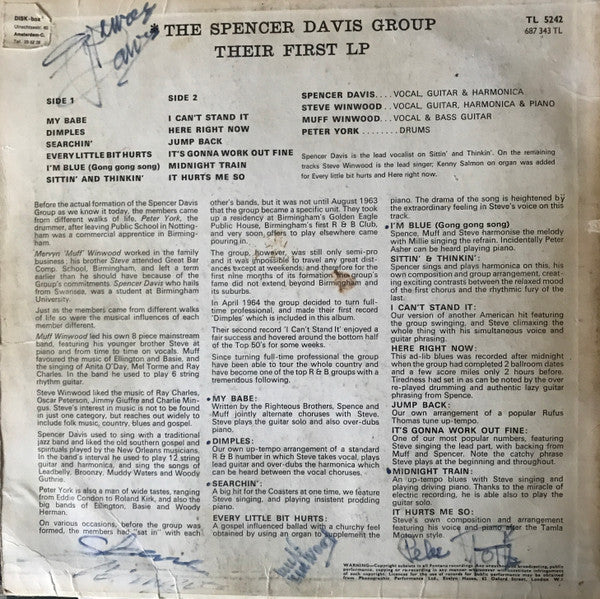 The Spencer Davis Group - Their First LP (Vinyl, LP, Mono, Album) Good Plus (G+) / Good Plus (G+)