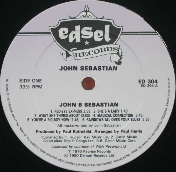 John Sebastian - John B. Sebastian (Vinyl, LP, Album, Reissue) Very Good (VG) / Very Good Plus (VG+)