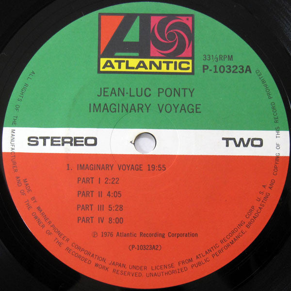 Jean-Luc Ponty - Imaginary Voyage (Vinyl, LP, Album) Very Good Plus (VG+) / Very Good (VG)