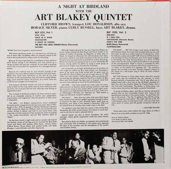 Art Blakey Quintet - A Night At Birdland, Volume 2 (Vinyl, LP, Compilation, Reissue, Mono) Near Mint (NM or M-) / Very Good Plus (VG+)