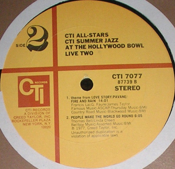 CTI All-Stars - CTI Summer Jazz At The Hollywood Bowl Live Two (Vinyl, LP, Album, Stereo) Good Plus (G+) / Very Good (VG)