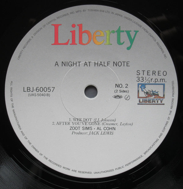 Zoot Sims - Jazz Alive! A Night At The Half Note (Vinyl, LP, Album, Reissue, Stereo) Very Good Plus (VG+) / Very Good Plus (VG+)