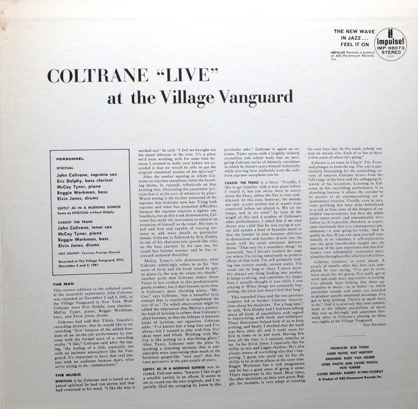 John Coltrane - "Live" At The Village Vanguard (Vinyl, LP, Album, Reissue, Stereo) Very Good Plus (VG+) / Very Good Plus (VG+)