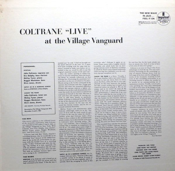 John Coltrane - "Live" At The Village Vanguard (Vinyl, LP, Album, Reissue, Stereo) Very Good Plus (VG+) / Very Good (VG)