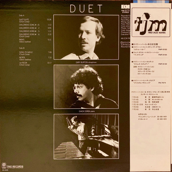 Gary Burton / Chick Corea - Duet (Vinyl, LP, Album) Very Good Plus (VG+) / Very Good Plus (VG+)