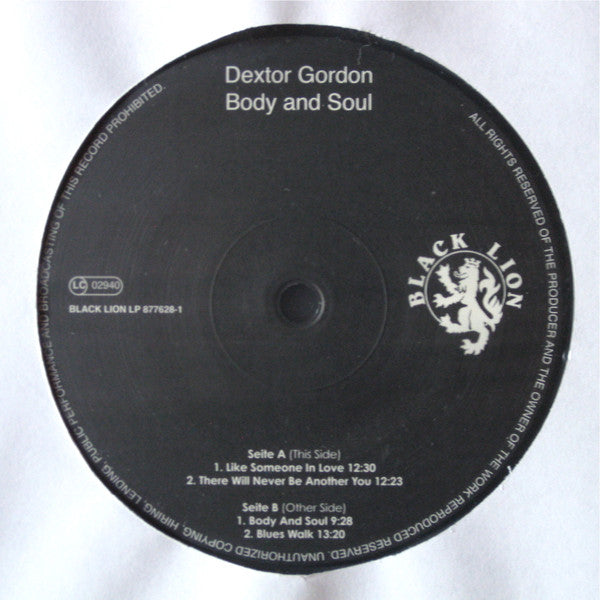Dexter Gordon - Body And Soul (Vinyl, LP) Very Good (VG) / Very Good Plus (VG+)
