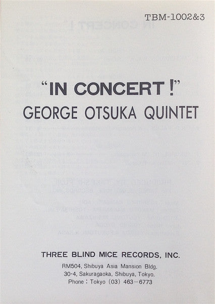 George Otsuka Quintet - In Concert ! (2xVinyl, LP, Album, Stereo) Near Mint (NM or M-) / Very Good Plus (VG+)