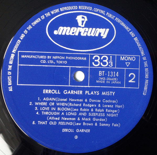 Erroll Garner - Erroll Garner Plays Misty (Vinyl, LP, Album, Limited Edition, Reissue, Mono) Very Good Plus (VG+) / Very Good (VG)