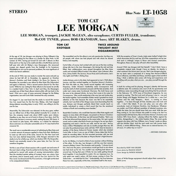 Lee Morgan - Tom Cat (2xVinyl, 12", 45 RPM, Album, Limited Edition, Numbered, Reissue, Remastered) Very Good Plus (VG+) / Near Mint (NM or M-)