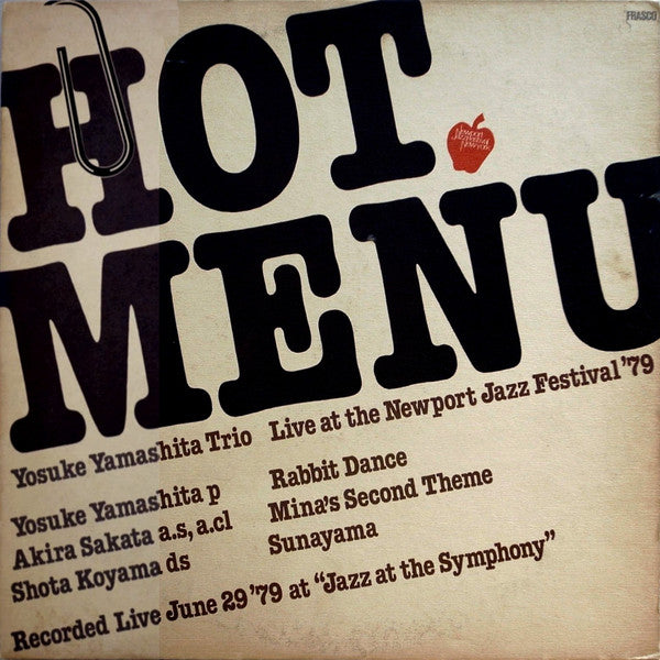 Yosuke Yamashita Trio - Hot Menu = ホット・メニュー (Vinyl, LP, Album)