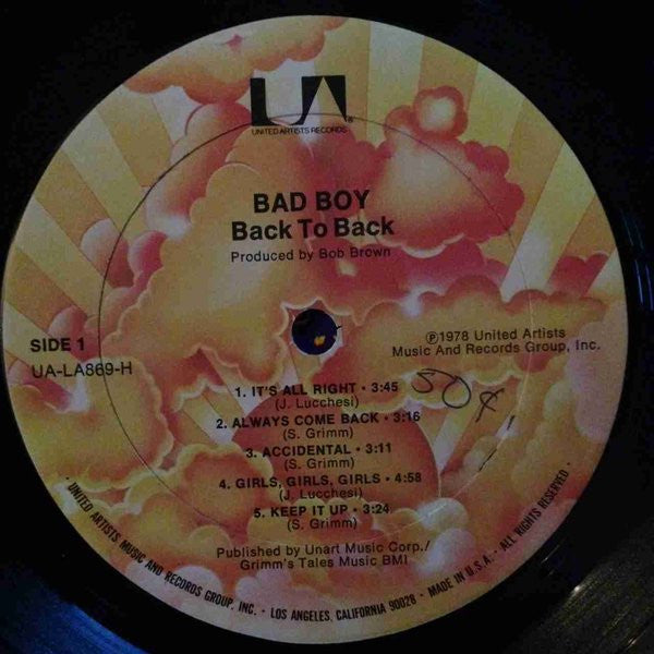 Bad Boy (9) - Back To  Back (Vinyl, LP, Album) Very Good Plus (VG+) / Very Good (VG)