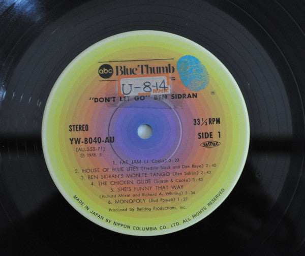 Ben Sidran - Don't Let Go (Vinyl, LP, Album, Limited Edition)
