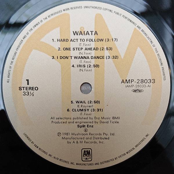 Split Enz - Waiata (Vinyl, LP, Album) Very Good Plus (VG+) / Very Good (VG)