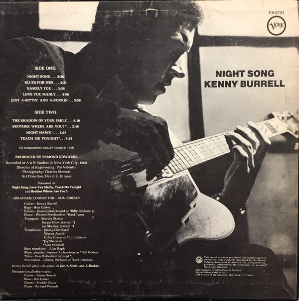 Kenny Burrell - Night Song (Vinyl, LP, Album, Stereo) Very Good (VG) / Good Plus (G+)