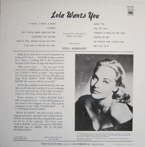 Lola Albright - Lola Wants You (Vinyl, LP, Album, Reissue) Very Good (VG) / Very Good Plus (VG+)