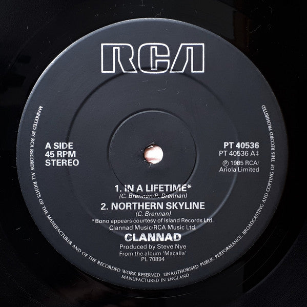 Clannad - In A Lifetime (Vinyl, 12", 45 RPM, Single) Very Good Plus (VG+) / Very Good (VG)