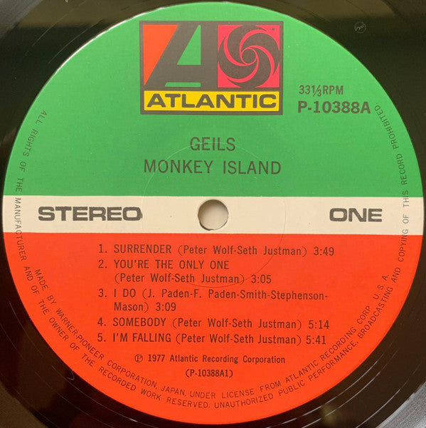 The J. Geils Band - Monkey Island (Vinyl, LP, Album) Very Good Plus (VG+) / Very Good Plus (VG+)