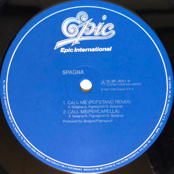 Ivana Spagna - Call Me (Vinyl, 12", 45 RPM, Maxi-Single, Stereo) Very Good Plus (VG+) / Very Good Plus (VG+)