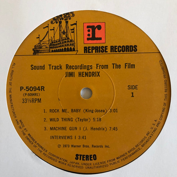 Jimi Hendrix - Sound Track Recordings From The Film "Jimi Hendrix" ...