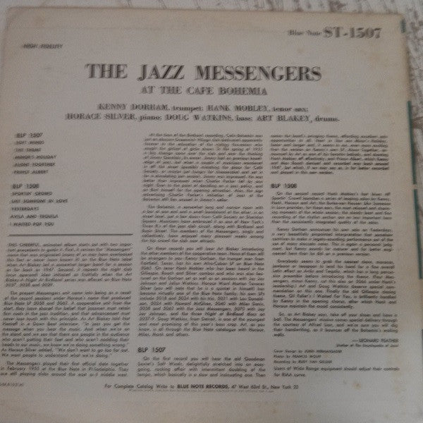 Art Blakey & The Jazz Messengers - At The Cafe Bohemia Volume 2 (Vinyl, LP, Album, Mono, Reissue) Very Good (VG) / Very Good (VG)