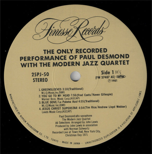 Paul Desmond - The Only Recorded Performance Of Paul Desmond With T...