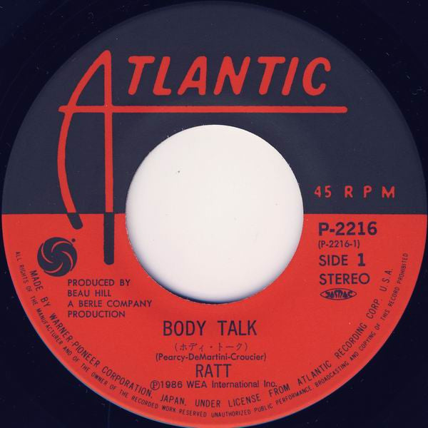 Ratt - Body Talk (Vinyl, 7", 45 RPM, Single) Very Good Plus (VG+) / Very Good Plus (VG+)